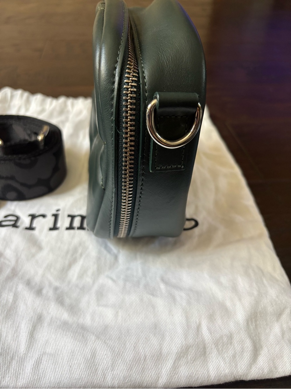 Marimekko Forest Green Quilted Mini Crossbody w/ Patterned Strap- excellence - Picture 6 of 16